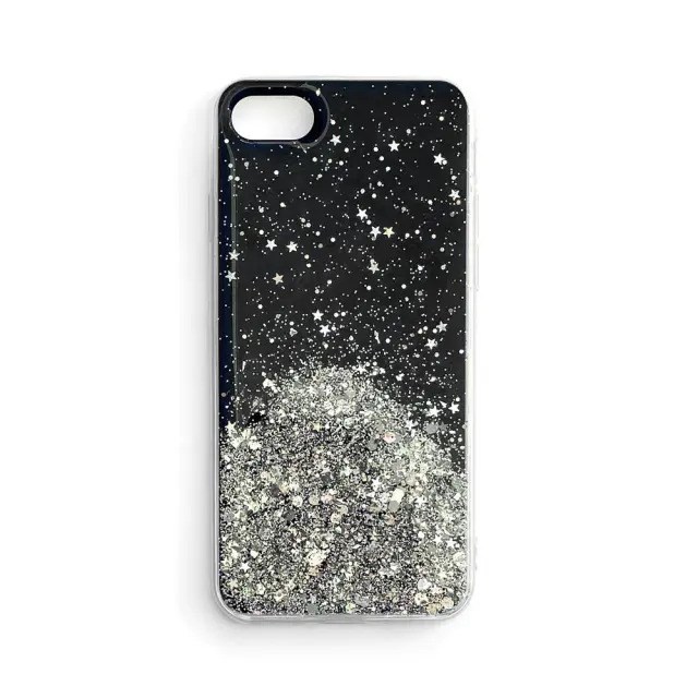 Wozinsky Star Glitter Θήκη Σιλικόνης για iPhone SE 2022 / SE 2020 / iPhone 8 / iPhone 7 (Μαύρο)