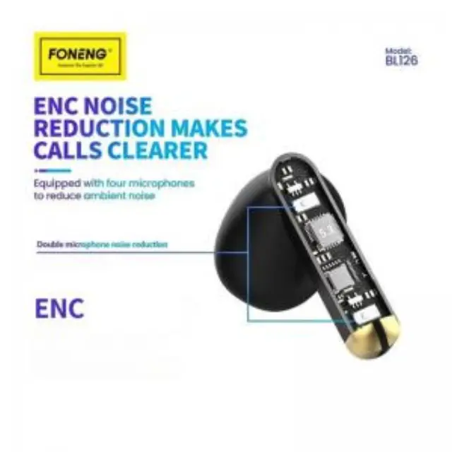 True Wireless Ακουστικά Bluetooth Foneng BL126 ENC Λευκό N68702 3
