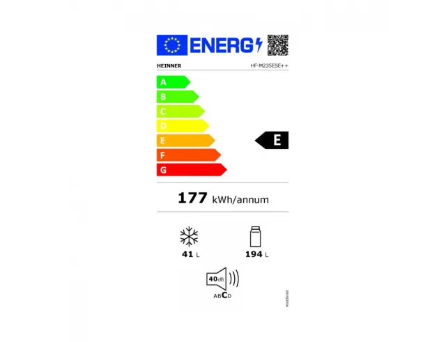 Ψυγείο δίπορτο Heinner HF-M235ESE++ με Συνολική Χωρητικότητα 235L, Ενεργειακή Κλάση E και Ύψος 159cm - Silver HF-M235ESE++ 3