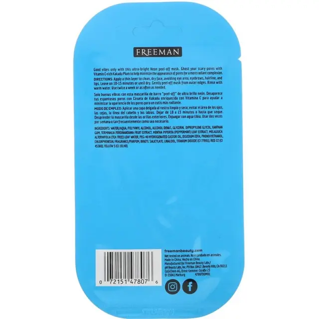 Freeman Neon Vibes Ghosted Clean Pores Kakadu Plum Peel-Off Mask 10ml 2