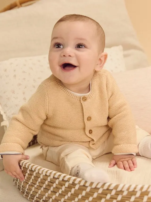 Βρεφική Ζακέτα για Νεογέννητα Beige Garter ΚΙΤΡΙΝΟ 2