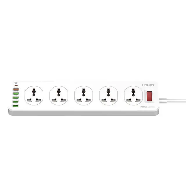 Ldnio Πολύπριζο 10 Θέσεων με Διακόπτη, USB και Καλώδιο 2m Λευκό SC10610 2