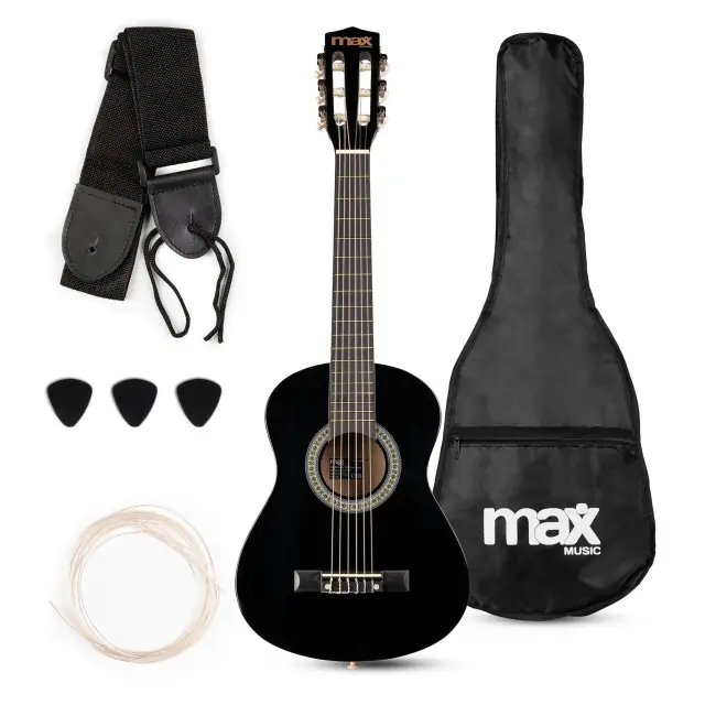 MAX SOLOART JUNIOR 1/4 ΠΑΚΕΤΟ ΠΑΙΔΙΚΗΣ ΚΛΑΣΙΚΗΣ ΚΙΘΑΡΑΣ ΣΕ ΜΑΥΡΟ ΧΡΩΜΑ