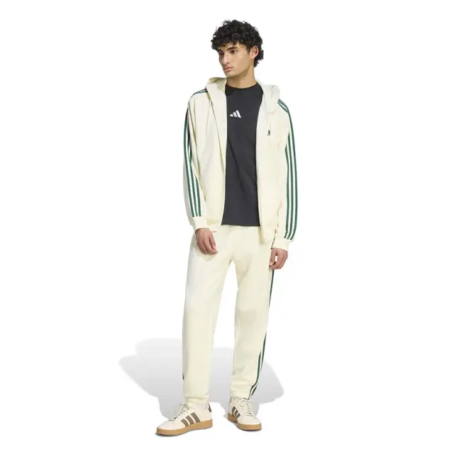 adidas Sportswear Men's 3Stripes Fleece Full-Zip Hoodie Εκρού KY4149 (adidas Sportswear) - Medium 3