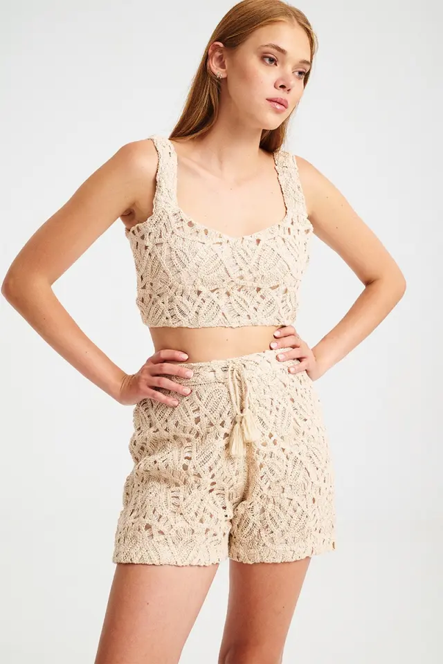 Crop Τοπ Crochet με Τετράγωνη Λαιμόκοψη KALINTA TOP - M 2