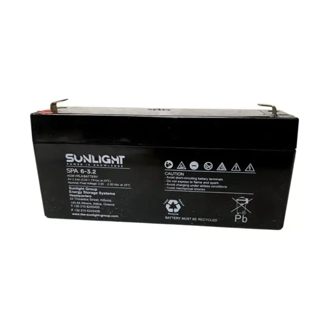 Μπαταρία Μολύβδου VRLA Sunlight 6V 3.2Ah SPA
