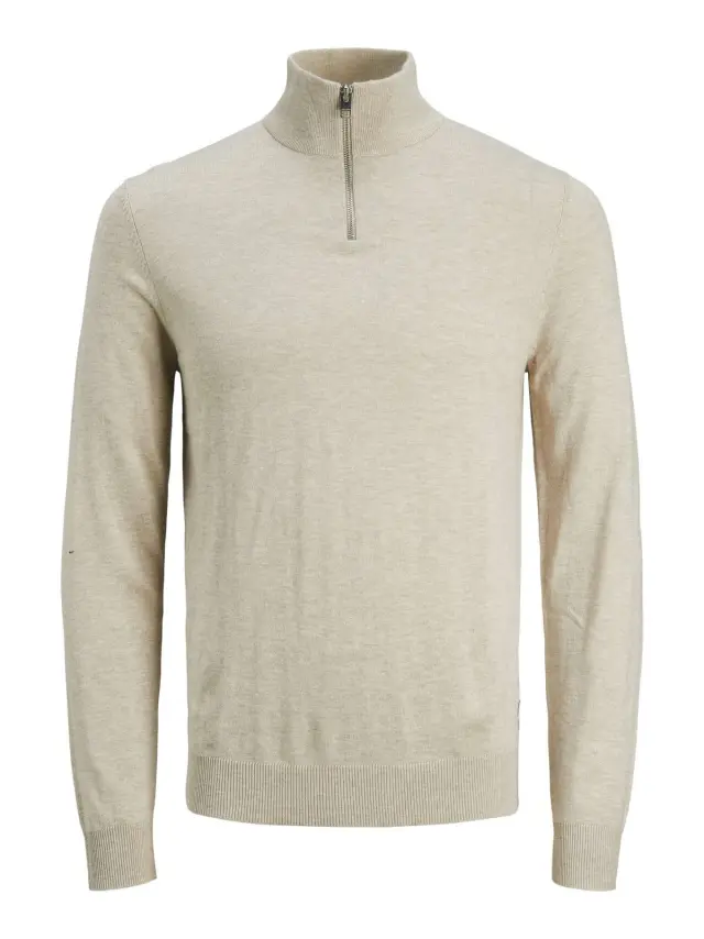JJEEMIL KNIT HALF ZIP NOOS Oatmeal