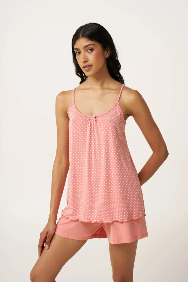 Γυναικεία Καλοκαιρινή Πυτζάμα Babydoll Vamp 24063 PINK TAN