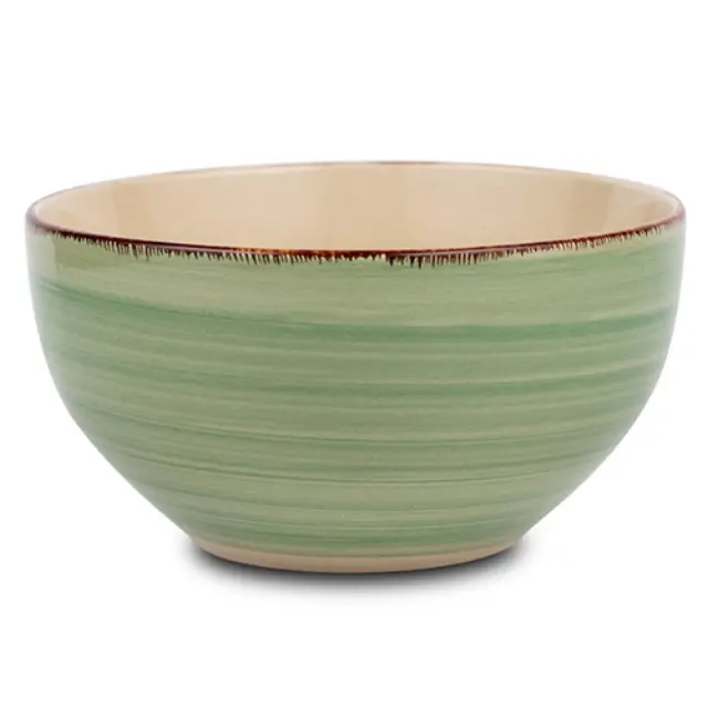 Μπολ Δημητριακών Stoneware "Lines Oil Green" 14cm