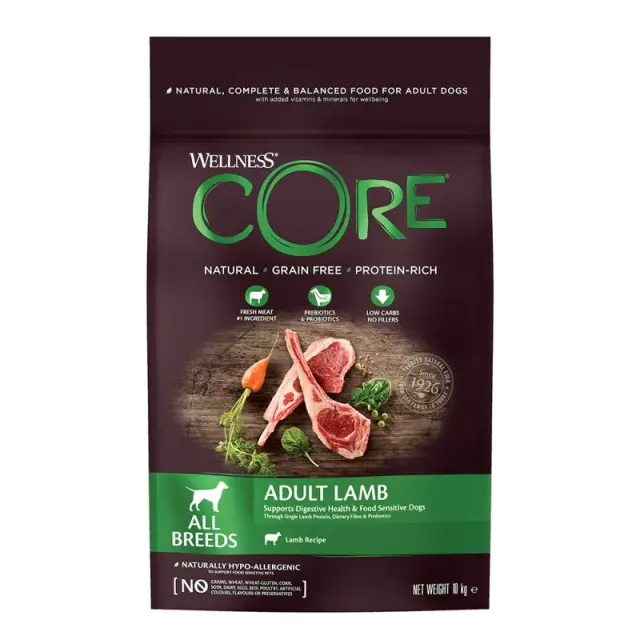 Wellness Core Adult All Breeds Ξηρά Τροφή Σκύλου Αρνί Χωρίς Σιτηρά 1.8kg 2