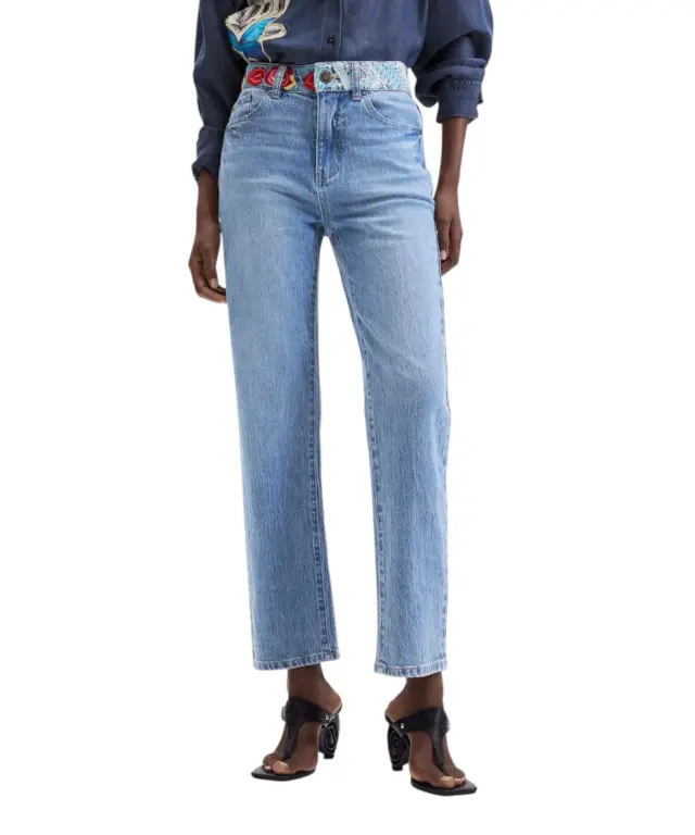 Desigual - Γυναικείο Τζιν Παντελόνι Woodstock 26WWDD06-5053 Μπλε Ανοιχτό