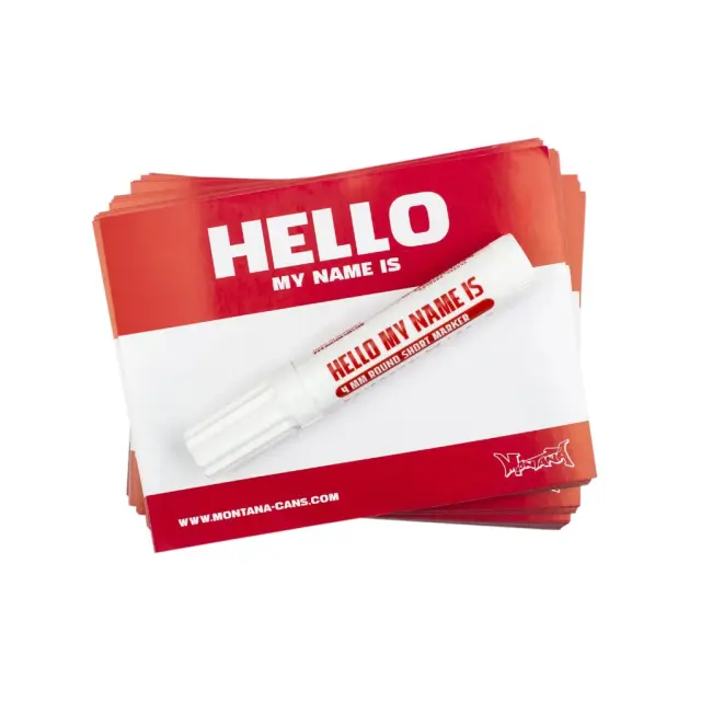 MONTANA "Hello My Name Is" Stickers Red
