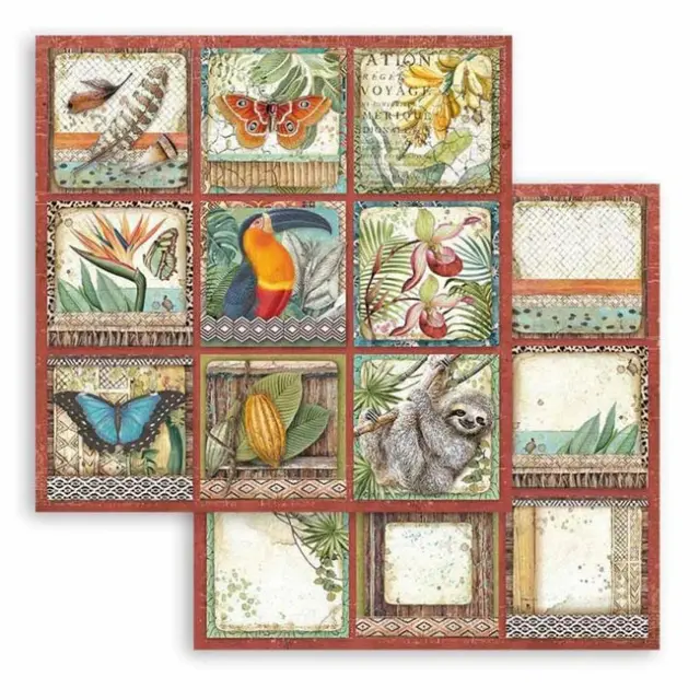 Χαρτί Scrapbooking Stamperia Διπλής Όψης - Amazonia Square Tags - 31x30cm