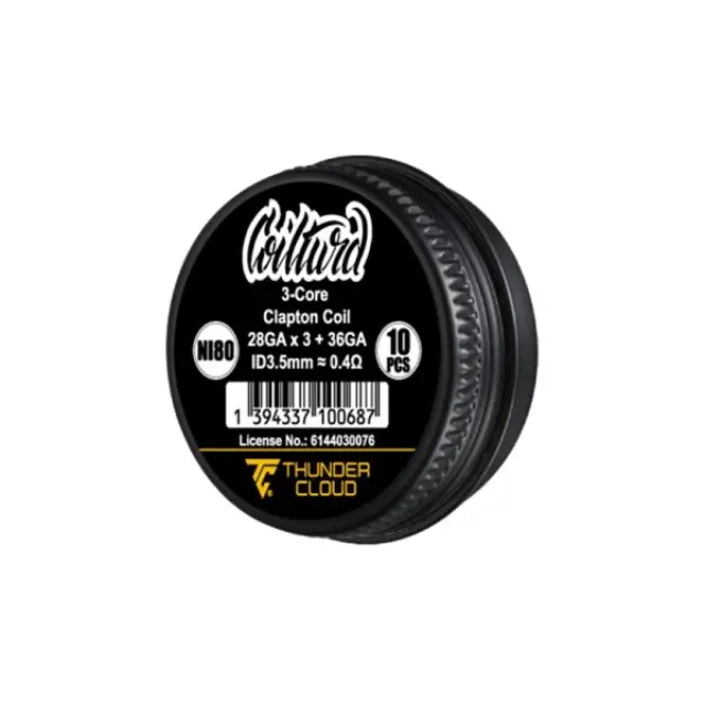 3-Core Clapton Premade Coils Ni80 0.35/0.40Ω (10τμχ) – Thunder Cloud x Coilturd 0.4ohm