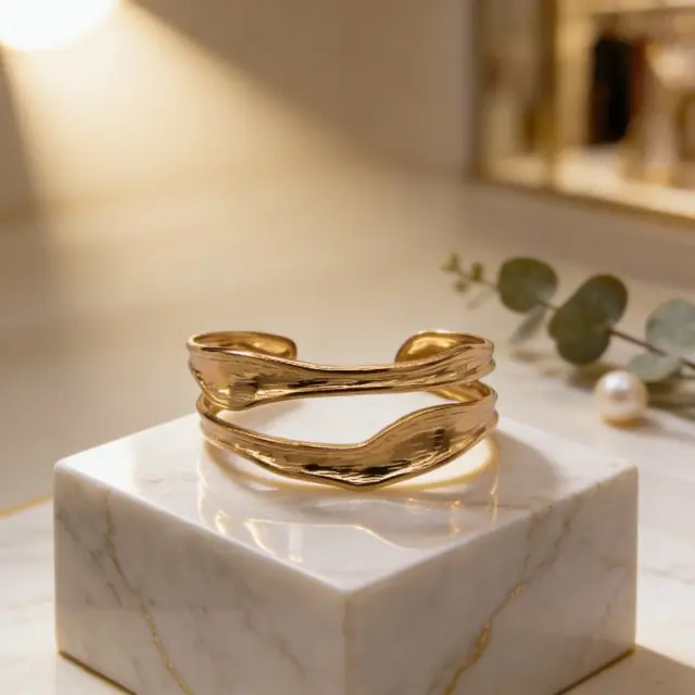 Gold Wave Cuff Bracelet