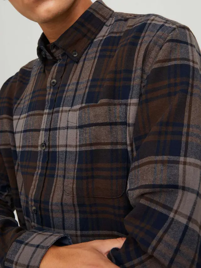 JJECLASSIC CHECK SHIRT L/S AU22 SN Black Coffee 2
