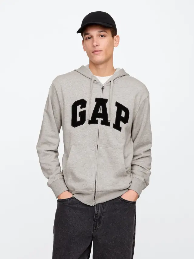 Ανδρικό Gap Φούτερ με Κουκούλα και Φερμουάρ με Logo heather gray