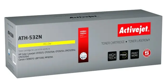 Activejet ATH-532N Toner (replacement for HP 304A CC532A, Canon CRG-718Y Supreme 3200 pages yellow)