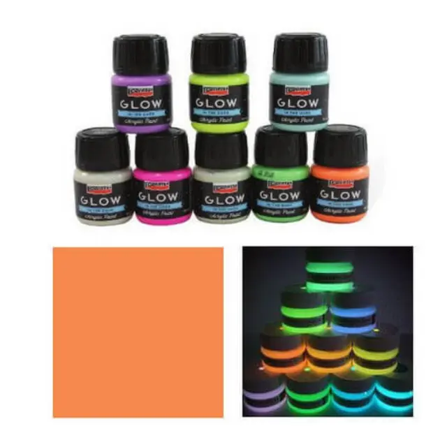Χρώμα Φωσφοριζέ στο σκοτάδι (Glow in the Dark) Pentart 30ml - Πορτοκαλί