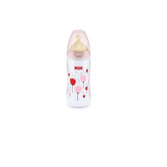 Nuk Πλαστικό Μπιμπερό First Choice Plus Temperature Control Κατά των Κολικών με Θηλή Σιλικόνης 360ml για 6-18 μηνών Pink Giraffe 2