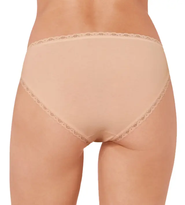Sloggi Γυναικείο Εσώρουχο 24/7 Cotton Lace Tai - Τριπλό Πακέτο, Χρώμα Σκούρο Μπεζ 2