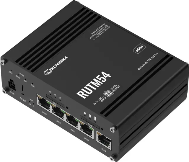 Teltonika RUTM54 Industrial 5G Wi-Fi Router, GPS, eSIM