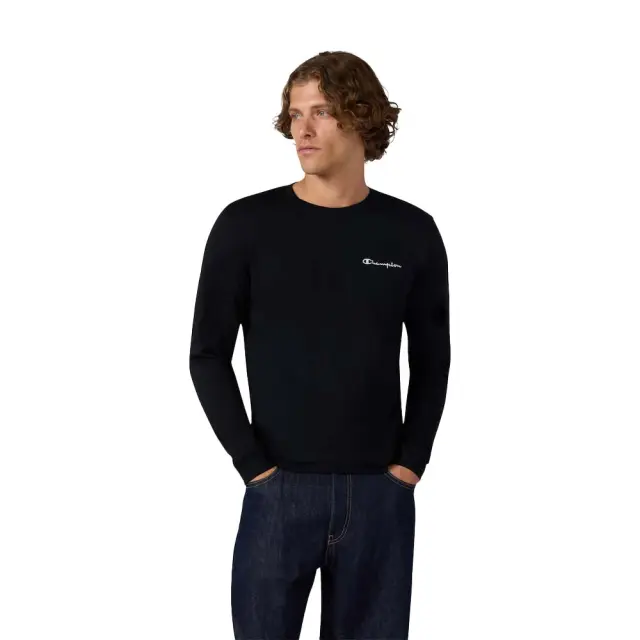 Champion Men's Standard Fit Chest Logo Longsleeve T-Shirt Μαύρο 221799-KK001 (Champion)