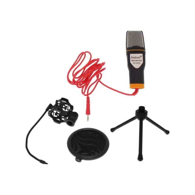 Andowl Πυκνωτικό Μικρόφωνο 3.5mm QY-K222 Τοποθέτηση Shock Mounted/Clip On Φωνής 3
