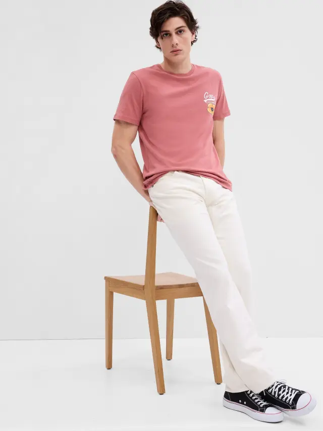 Μπεζ Straight Jean Παντελόνι με Washwell ecru