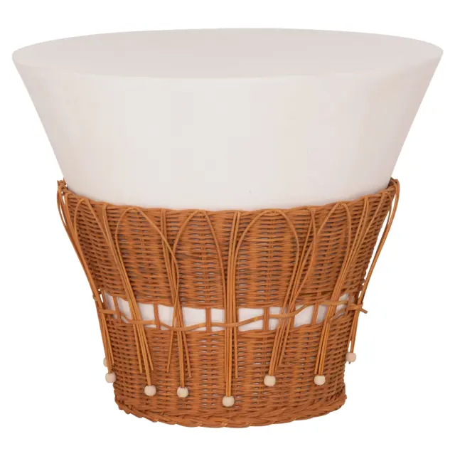 ΤΡΑΠΕΖΙ ΣΑΛΟΝΙΟΥ FB918164.02L FIBER CEMENT ΛΕΥΚΟ-ΦΥΣΙΚΟ RATTAN--Φ55x45Υεκ