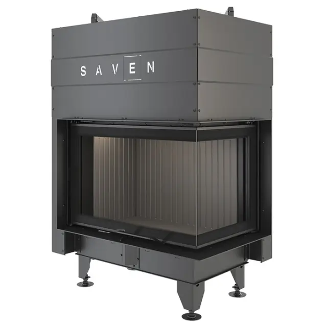 Ενεργειακό Γωνιακό Τζάκι Ξύλου 15.1kW Energy Up 75х50x47R ECO - Saven Χρώμα κεραμικής επένδυσης Λευκό 3