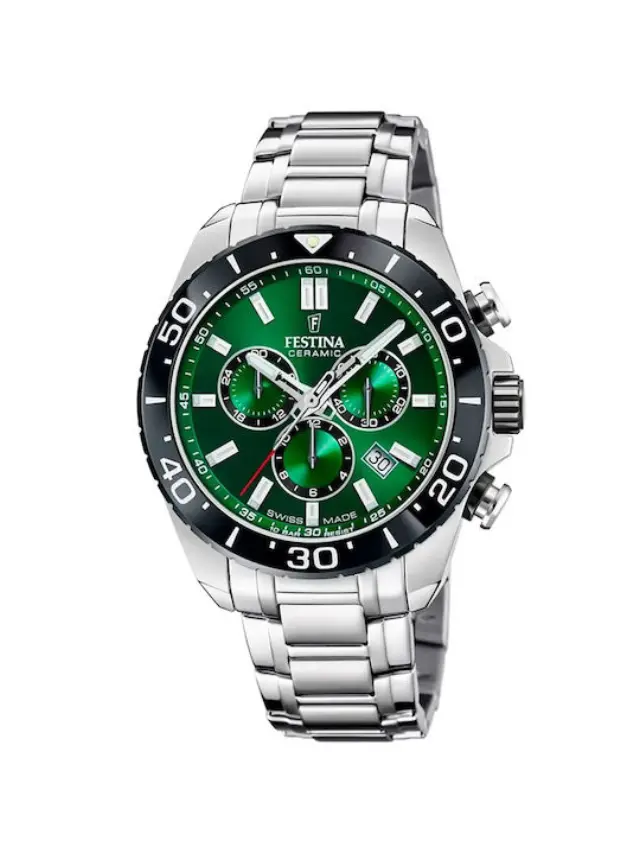 Festina Swiss Made, Men's Chronograph Watch, Silver Stainless Steel Bracelet F20042/3