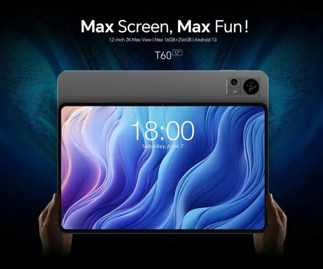 TECLAST tablet T60, 12" HD, 8/256GB, Android 13, 4G, 8000mAh, γκρι 2