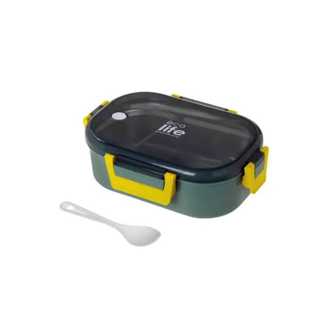 Ecolife Ανοξείδωτο Φαγητοδοχείο Με Χώρισμα 900ml Forest Green 33-BO-9067