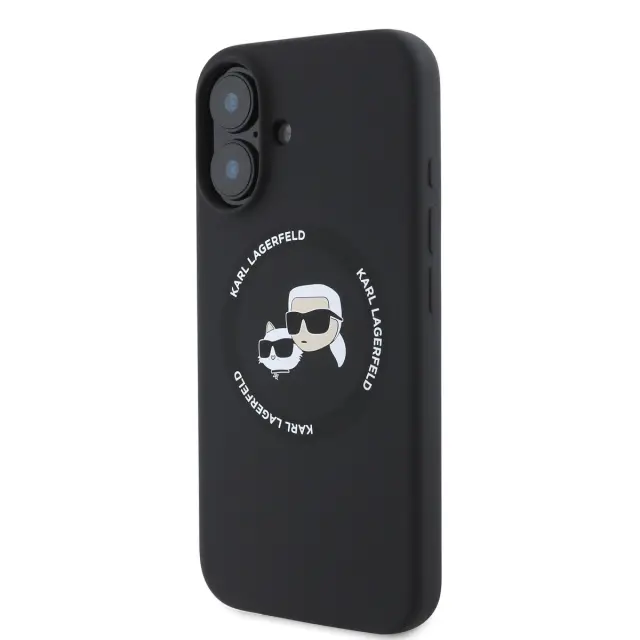 Karl Lagerfeld Liquid Silicone K&CH Heads MagSafe Case for iPhone 16 Black 3