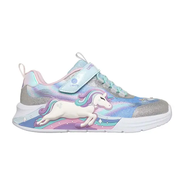 Skechers Girl's S-Lights Unicorn Chaser Μπλε - Ασημί 302298L-SMLT (Skechers)
