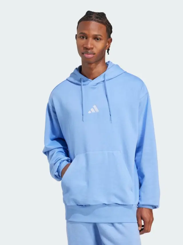 adidas Feelcozy Φούτερ Fleece με Κουκούλα Blue Fusion/white - XL