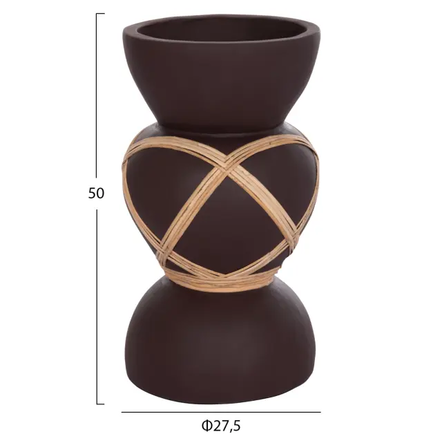 ΔΙΑΚΟΣΜΗΤΙΚΟ ΒΑΖΟ ΔΑΠΕΔΟΥ FB94672.07S TERRACOTTA ΣΟΚΟΛΑΤΙ-RATTAN Φ27.5x50Υεκ 2
