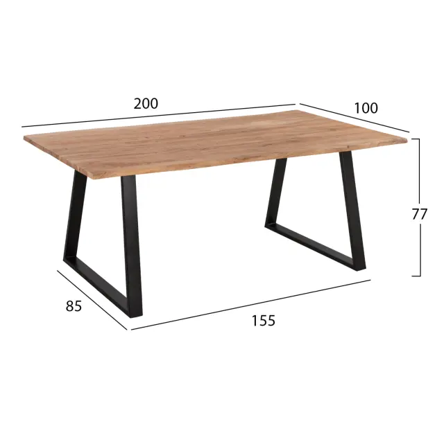 ΤΡΑΠΕΖΙ ΤΡΑΠΕΖΑΡΙΑΣ SLIM FB98501.11 ΑΠΟ ΜΑΣΙΦ ΞΥΛΟ ΑΚΑΚΙΑΣ 200x100x77Υ εκ. 2