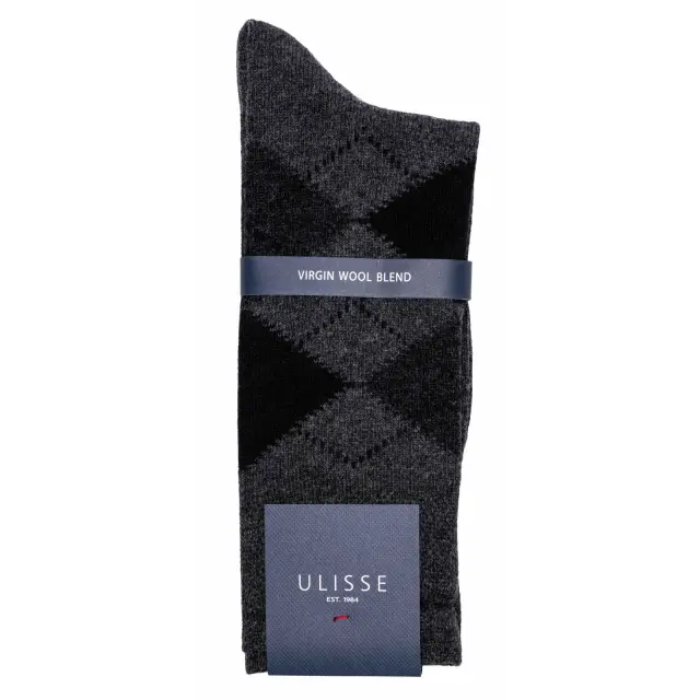 Κάλτσες ανδρικές Merino Wool Καρώ 104-371 Grey 41-46 Ulisse