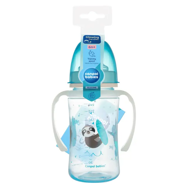 Εκπαιδευτικό Κύπελλο με Λαβές 240ml +6m Exotic Animals Canpol Blue 35/208 3