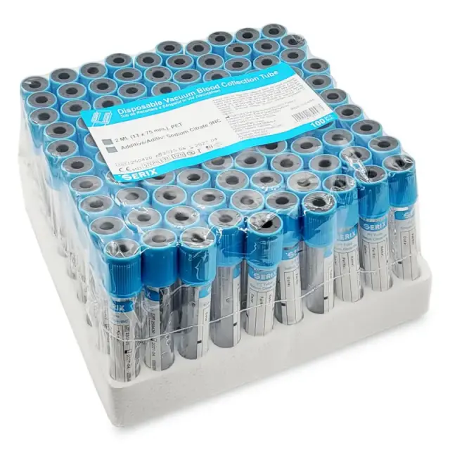 Vacutainer Πήξης – Κιτρικό Νάτριο, Μπλε Πώμα, PET, Serix (100 τεμ.) 4,5ml 2