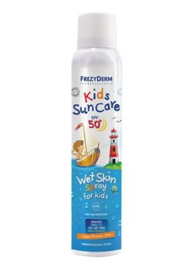 Frezyderm Kids Sun Care Wet Skin Spray SPF50 Παιδικό Αντηλιακό Σπρέι Πολύ Υψηλής Προστασίας που Ψεκάζεται Απευθείας και σε Βρεγμένο Δέρμα, 200ml
