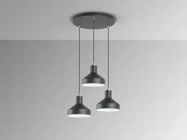 Κρεμαστό φωτιστικό Irias Black Copper D45 με 3 φώτα Μαύρο Σατινέ ορείχαλκος Χάλκινο