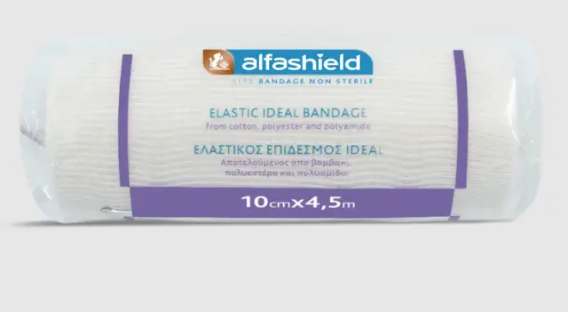 Alfashield Elastic Ideal Bandage (10cm x 4,5m) Ελαστικός Επίδεσμος, 1 τεμάχιο