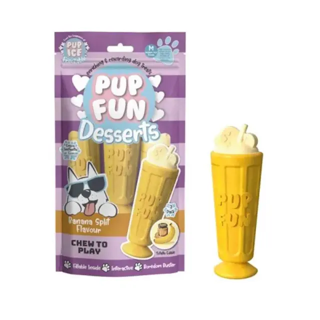 Pup Fun Παγωτό Σκύλου με Γεύση Μπανάνα Split 90gr (3τμχ) Μονόχρωμο