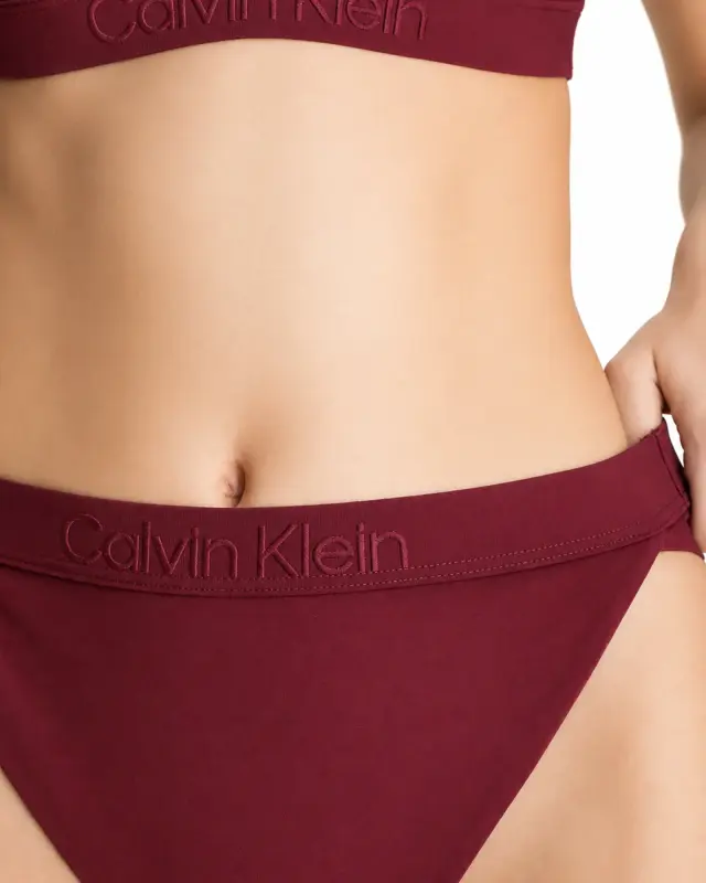Calvin Klein Γυναικείο Bikini Bottom Μπορντό Ψηλόμεσο 2