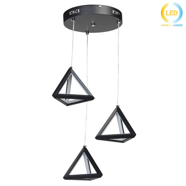 Φωτιστικό άνισο LED 108W Φ23 εκ. Πυραμίδα μαύρη - GLOBOBOX
