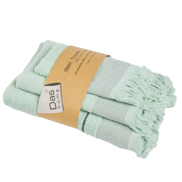 Πετσέτες Σετ 3Τεμ 30x50-50x90-70x140 450gsm Best Das Home 0839 Mint 100% βαμβακερό 2