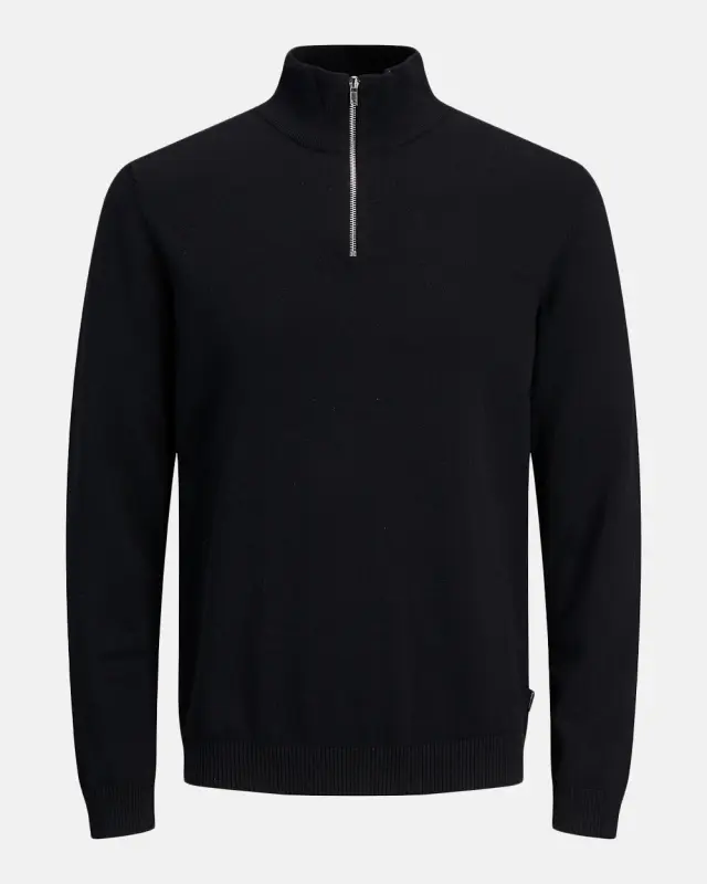 JACK & JONES ESSENTIALS JJEBASIC KNIT HALF ZIP NOOS #000000